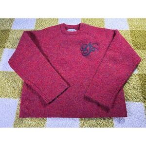 Nude Project Magenta Marled Knit Crewneck Sweater Embroidered Logo Womens Small